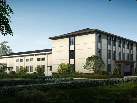  新中式建筑外观psd 