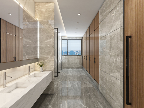  现代公共卫生间3d模型 