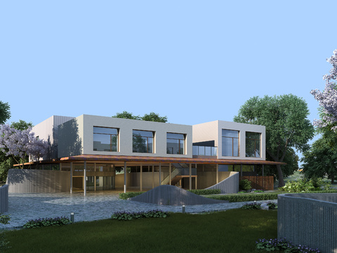 现代酒店外观3d模型