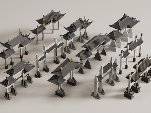  中式牌坊 牌楼 门楼3d模型 