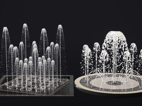  现代广场喷泉3d模型 