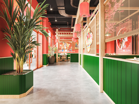  新中式国潮火锅店3d模型 