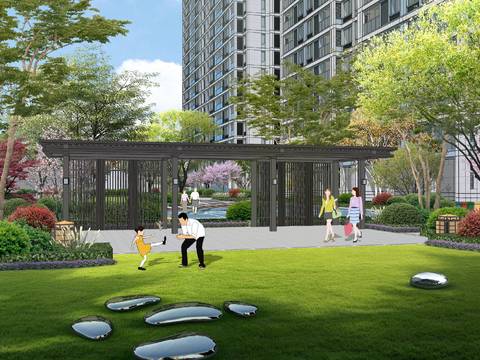  现代小区景观psd 