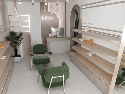  现代女士鞋店3d模型 