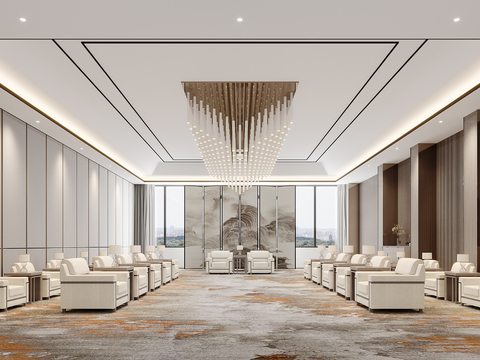  新中式酒店接待室会客室3d模型 