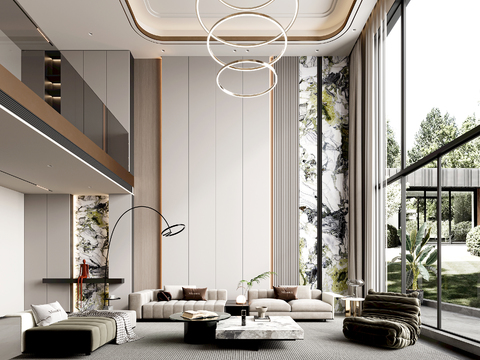  别墅客厅 别墅大堂3d模型 