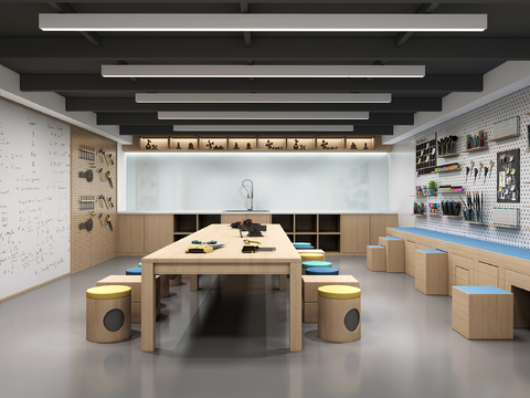  现代儿童手工教室3d模型 