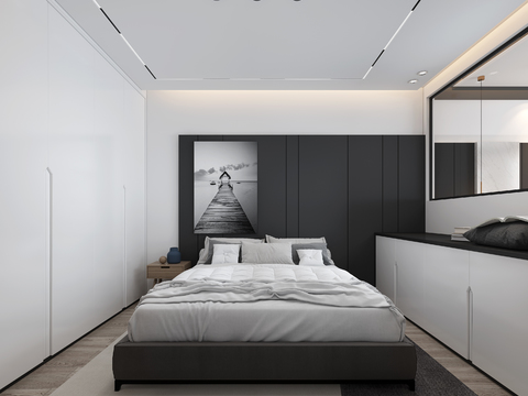  现代高级灰单身公寓3d模型 
