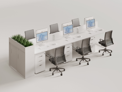  卡位办公桌 工位 岗位 卡座区3d模型 
