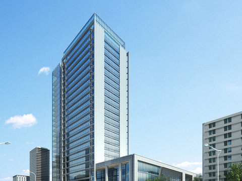  现代办公楼外观psd 