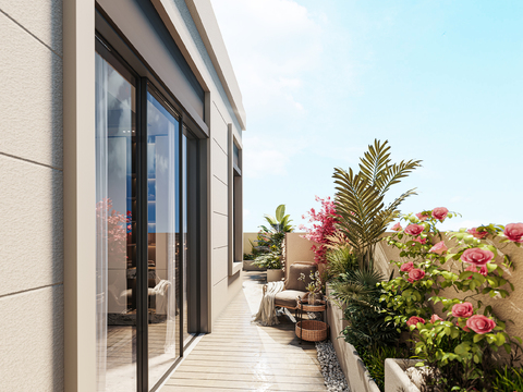  现代休闲阳台露台3d模型 