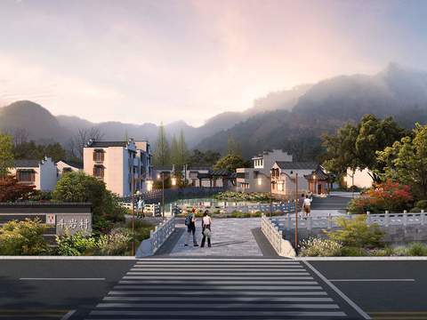  中式生态未来新农村景观psd 