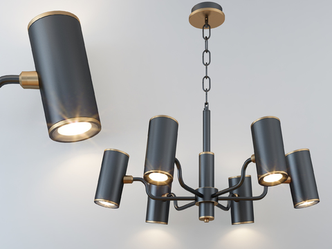 现代金属多头吊灯3d模型