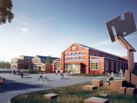  现代售楼处建筑外观psd 