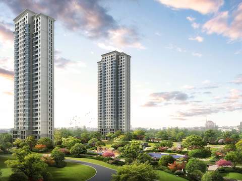  现代小区景观psd 