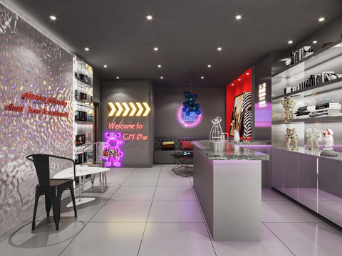  现代剧本杀游戏厅3d模型 