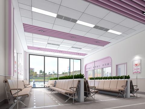  现代医院输液大厅3d模型 
