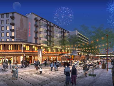  现代商业街夜景psd 