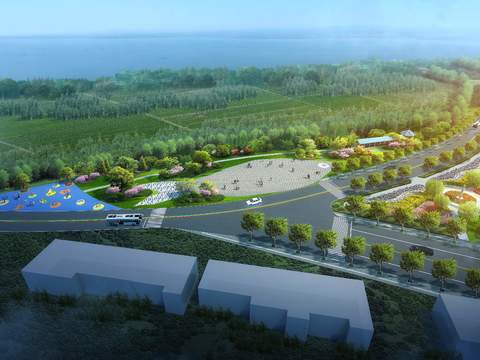  口袋公园 广场鸟瞰psd 