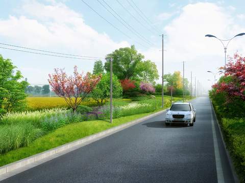  现代道路桥梁景观psd 