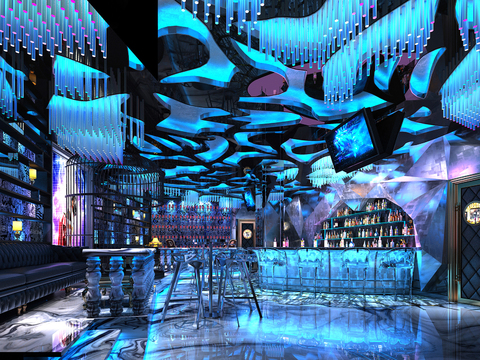  现代夜场慢摇吧酒吧3d模型 