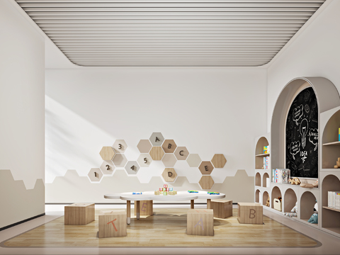  现代儿童阅览室3d模型 