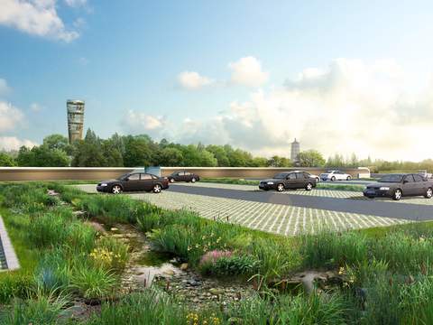  现代停车场公园psd 