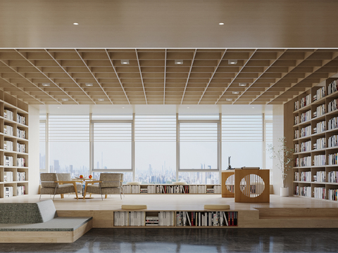  图书馆 阅览室3d模型 