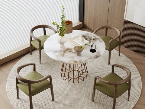 圆形餐桌椅3d模型