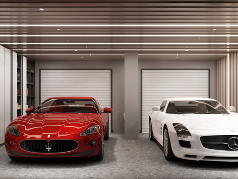  现代别墅车库3d模型 