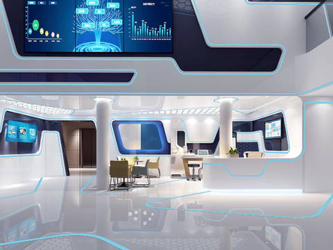  现代医疗大厅3d模型 