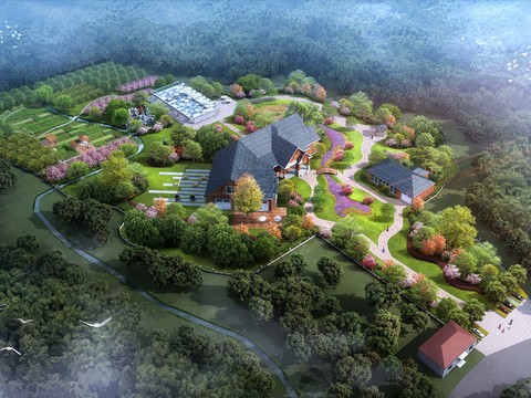  农业园采摘园鸟瞰psd 