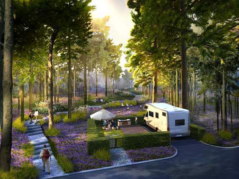  现代旅游房车公园景观psd 