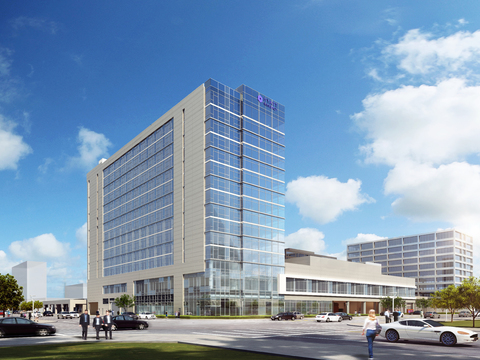  现代办公楼建筑外观psd 