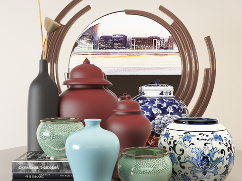  现代陶瓷器皿摆件3d模型 