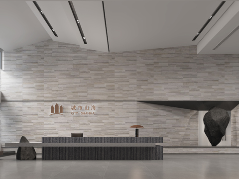  办公大厅 休息区3d模型 