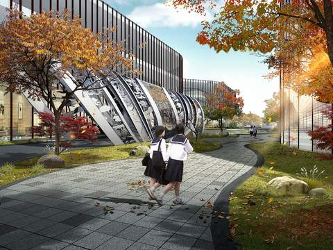  现代道路桥梁建筑外观psd 