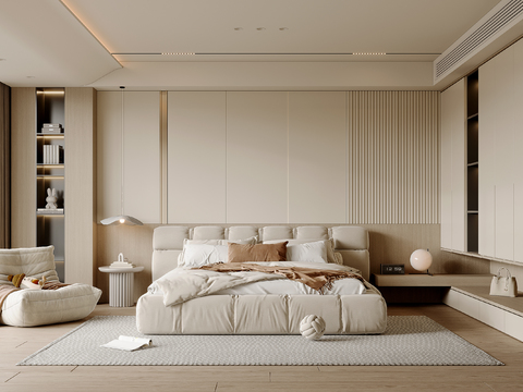 奶油风卧室 主卧 主人房3d模型