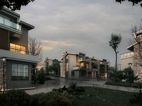  现代住宅楼外观夜景psd 