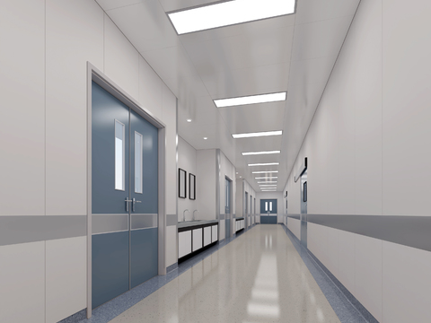  医院洁净走廊3d模型 