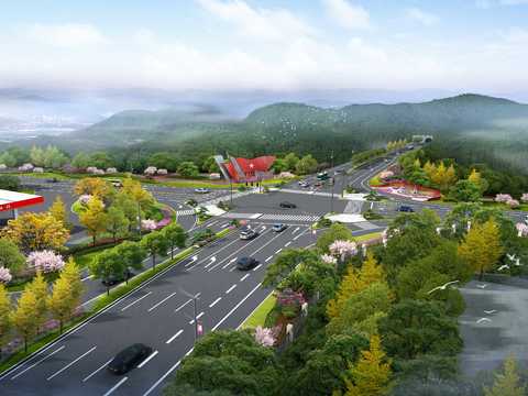  现代道路桥梁鸟瞰psd 