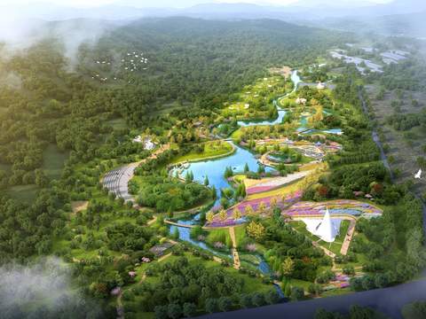  公园鸟瞰 园林景观psd 