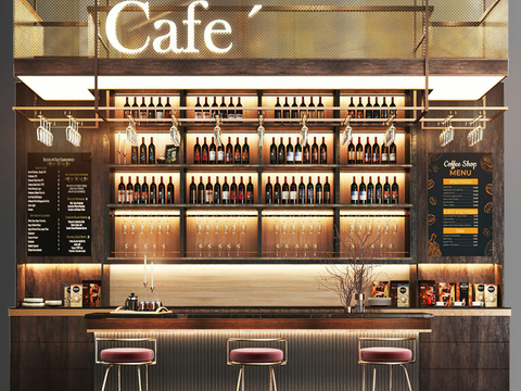  现代酒吧吧台3d模型 