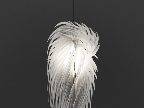  现代简约羽毛造型吊灯3d模型下载 创意装饰灯具室内设计渲染素材 