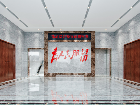  现代办公政府大厅3d模型 