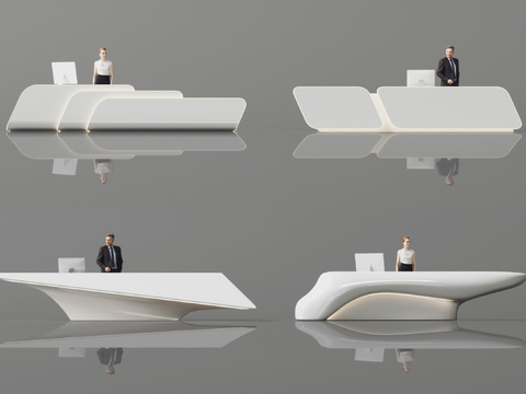  现代公司前台吧台接待台3d模型 