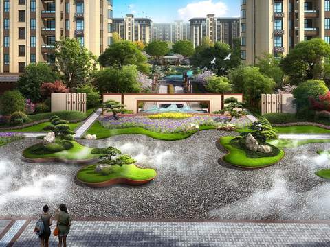  现代假石绿植植物小品psd 