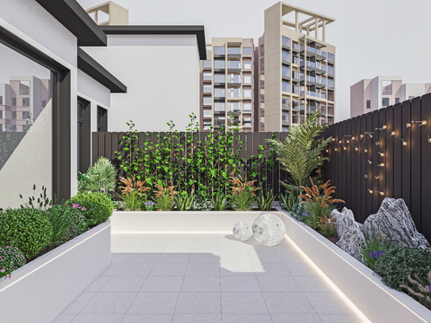  现代休闲阳台露台3d模型 