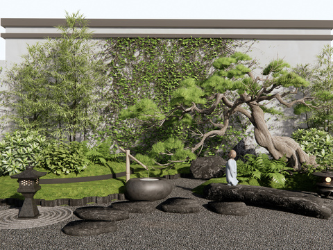  枯山水景观 园艺小品3d模型 