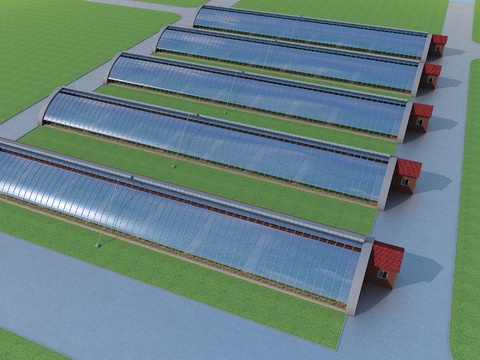  现代蔬菜大棚温室大棚d模型 